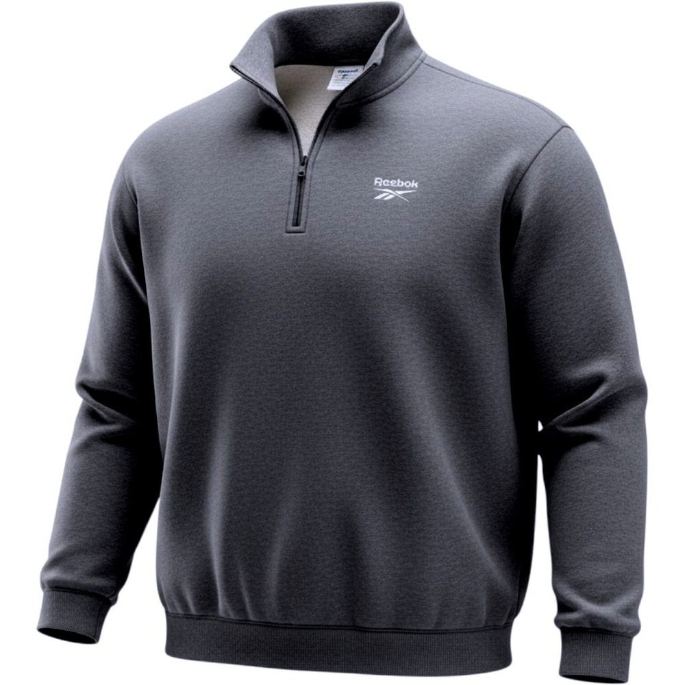 Reebok Mens 2XL Charcoal Gray Heather Quarter Zip Fleece Pullover Sweatshirt